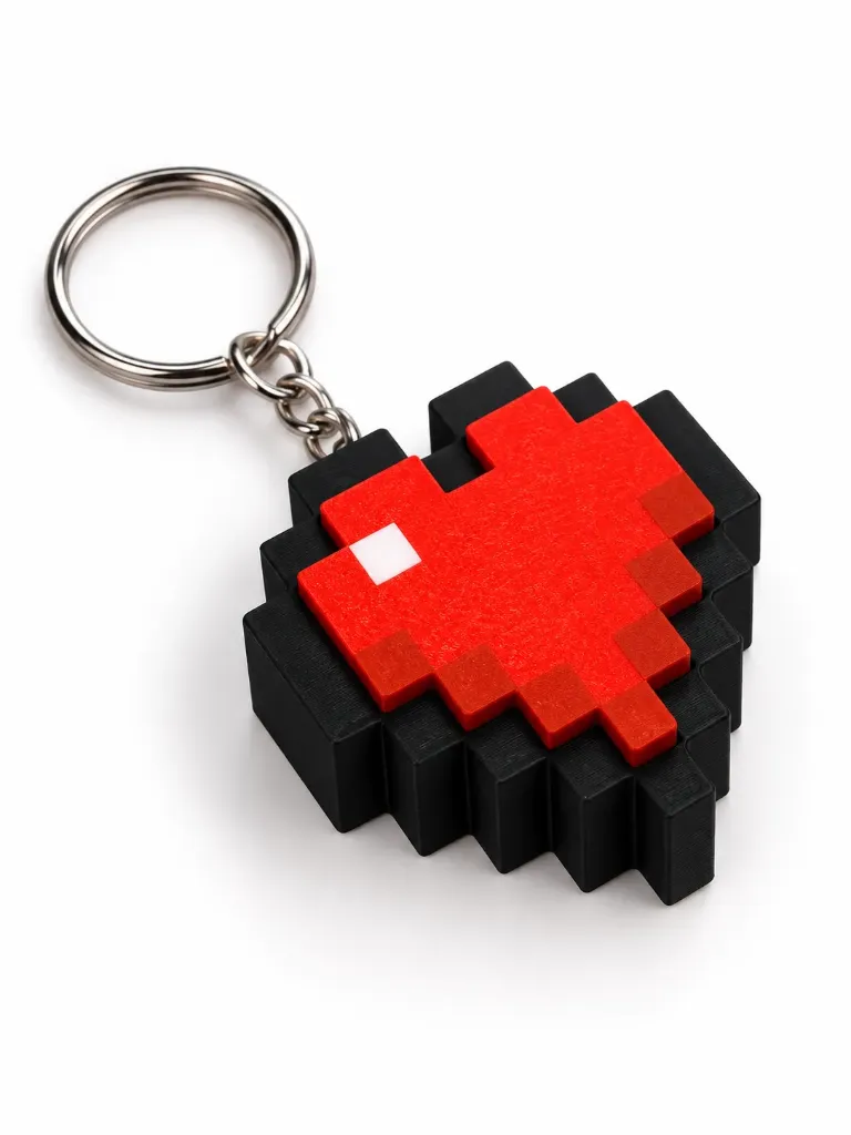 Llavero de corazón pixelado rojo