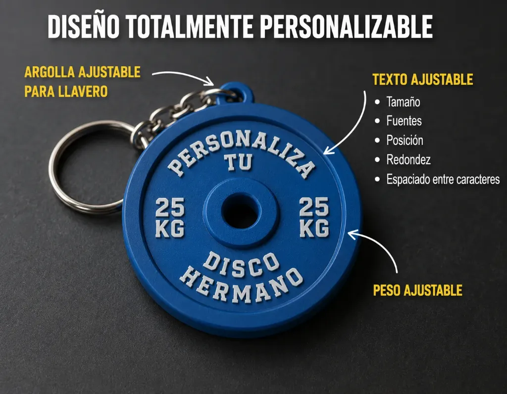 Llavero disco pesa - Personalizado full
